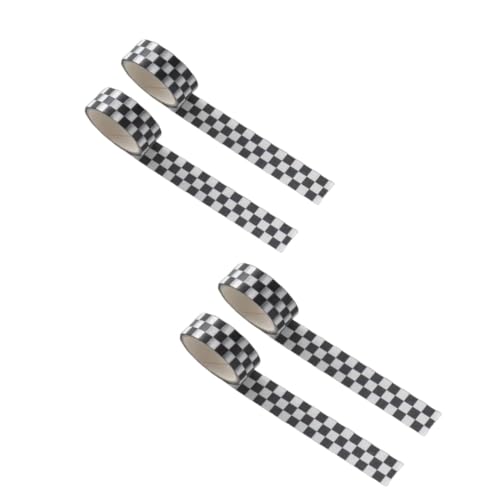 Enyolidimk 4 Pcs Black White Decorative Washi DIY Fade-Resistant Arts Black and White Washi Tape and Crafts Tape Arts Tape Compact Checkerboard Pattern Paper Tape and Crafts Tape ,Adhesives