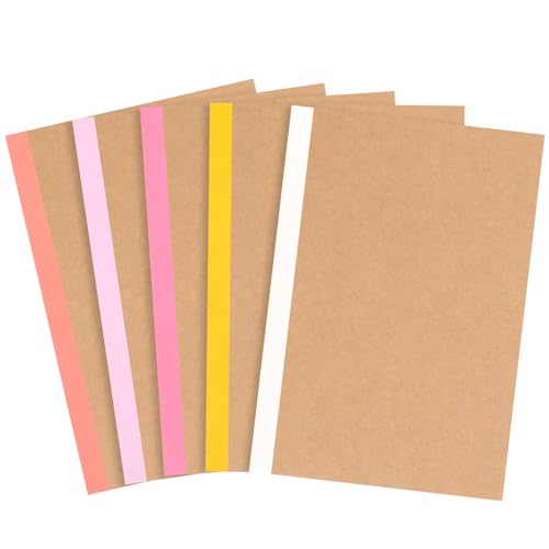 EOOUT 5 Pack A5 Composition Notebook, Kraft Lined Journal Bulk with Pink Spine, 5 Colors, 60 Pages for Women Girls Kids, School Office Supplies