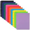 EOOUT Binder Folders 10pcs Colored File Folders, Plastic Folders with Pocket and 2 Business Card Slot, 3 Hole Punch Poly Folders Fits in 3 Ring Binder for School Office