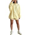 EOSIEDUR Women's 2 Piece Outfit Oversized Long Sleeve Crewneck Sweatshirt Top and Elastic Waist Shorts Set Yellow L