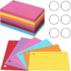 Epakh 300 Pcs Index Cards with Rings, 3 x 5 Inch, Dark Color
