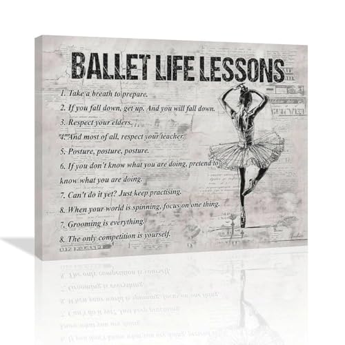 Epolkmiu Ballet Dance Wall Art Life Lessons Decor Sign Retro Poster Girls Woman Motivational Decorations Canvas Print Painting Artwork for Bedroom Bathroom Living Room Gym Unframed 8"x10"