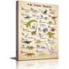 Epolkmiu Cute Animal Dinosaur Alphabet Kid Educational Chart Boys Room Canvas Wall Art for Nursery Kids Children Play Room Wall Decor Retro Parchment paper Style Unframed 8"x10"