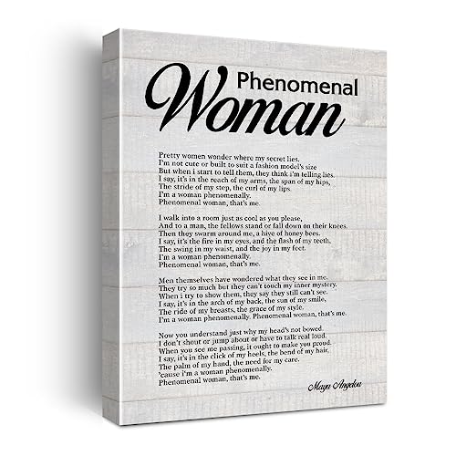 Epolkmiu Inspirational Motivational Phenomenal Woman Poem Poster Canvas Wall Art for Office Home Decor - Positive Feminist Canvas Print Wall Art Painting Ready to Hang Gifts Unframed 12"x16"