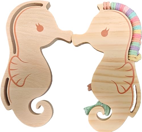Eray Montessori Wooden Lacing Toy for Kids Ages 4-6, Fine Motor Skills Sensory Threading Animal Toy, Preschool Learning Activity Toy for Hand-Eye Coordination & Focus Training (Seahorse)