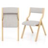 ERGOMASTER Folding Dining Chairs Set of 2, Gray & Natural