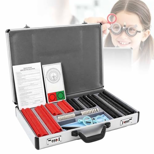 ERICAT 266 Pcs Plastic Rim Lenses, High Precision Optical Lens Optometry Kit With Aluminum Case, Clear Convenient Markings & Widened Lens Gap, Durability And Easy Portability, For Opticians