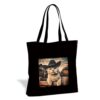 ERJHFGHU Funny Cowboy Cat Canvas Tote Bag, Vintage Western Style Animal Bag