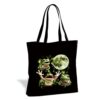 ERJHFGHU Whimsical Frog Canvas Tote Bag, Magical Moon Wildlife Graphic Bag