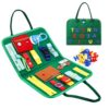 Esjay Busy Board, Montessori Toys to Learn Fine Motor Skill, Educational Sensory Board for 3+ Year Old, Activities for Travel Airplane Car,Green Alphabet
