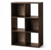 Espresso 6 Cube Bookcase Organizer with Six Compartments