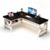 Esspoxi L Shaped Gaming Desk, 1" Thick Wood, USB & Cable Entry Hole, Home Office(Black,Left_47.2IN)