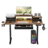 euppaury Electric Lift Computer Desk, Standing Desk with Drawers