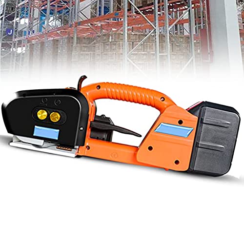 EUQKKWLOY Electric Strapping Kit, Portable Electric Strapping Machine Electric Welding Strapping Tool Plastic Steel Belt PP/PET 6000mAH Rechargeable Battery Powered Automatic Hot M