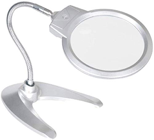 EUQKKWLOY Magnifying Glass Hd 2X 6X Desktop Magnifier Folding Hand Free Magnifying Glass, 2 Led Lights and Oversized Lens Magnifying Glass with Lights for Reading, Hobbies, Crafts