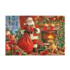 Ewozet Christmas Santa Claus Fireplace Dog Jigsaw Puzzles for Adults 1000 Pieces, Ideal Christmas for Relaxation for Family Activity Game Fun
