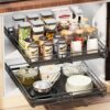 Expandable Pull Out Under Sink Spice Organizer, Heavy Duty Metal Cabinet Drawer with Triple Slides, Fits Framed & Deep Cabinets, Rust Resistant Easy to Clean