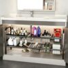 Expandable Under Sink Organizer with Pull-Out Baskets, 2-Tier Shelf,Black