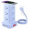 Extension Cord with Multiple Outlets, SMALLRT Outlet Extender with 12 AC Outlets 4 USB, 6.5FT Power Strip Tower for Home Office Supplies, Blue