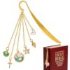 EYxsaxenk Ocean Theme Metal Bookmark - Golden Bible Charm Bookmark with Summer Beach Ocean Sea Pendant Tassels Page Marker Bible Accessory Faith Gift for Women Book Lover Birthday Gift Religious Decor