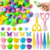 EZdhuawuse Summer Butterfly Sensory Bin Fillers - 268Pcs Summer Butterfly Fine Motor Skills Toys Color Counting Sorting Set for Kids, Felt Decor Pom Poms Cup Clip for Preschool Education Activities