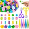 EZdhuawuse Summer Sensory Bin Fillers Toys for Kids - 268 Summer Egg Bunny Fine Motor Toys Birthday Gift, Counting Sorting Toys with Felt Egg Rabbit Pom Pom Cup Clips, Preschool Learning Activitie