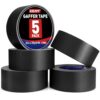 EZLYFF Black Gaffers Tape 5 Pack, 2 Inch x 30 Yards Gaff Tape, No Residue