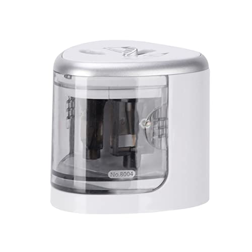 Fabater Battery Operated Automatic Electric Pencil Sharpener with 2 Holes, Multifunctional Pencil Sharpener for Kids Students, 6-8mm & 9-12mm, Portable Cute with Safety Cover (Silver)
