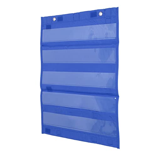 Fabater Magnetic Pocket Chart 5 Rows with Clear Pockets, Schedule Pocket Chart for Classroom & Homeschool, Small Teaching with Builtin Magnets for Whiteboard, 16.5x13.8in (Blue)