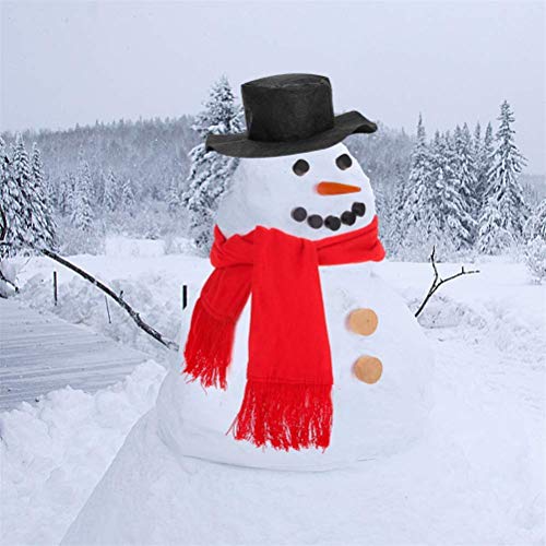 Fabater Outdoor Snowman Decoration, Reusable Non Woven Felt Plastic Wood Materials Child Safe Ages 3 Christmas Decorations Kit, Snowman Building Kit with Complete Accessories Set for (Black&red)