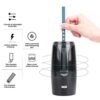 Fabater USB Charging Electric Pencil Sharpener Automatic for 6-12mm Pencils, 2000mAh Battery Adjustable Thickness, Replaceable Alloy Blade Safe School Supplies (8028 Black)