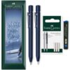 Faber-Castell Grip 2011 Pen & Mechanical Pencil Set, 4pcs, Classic Blue