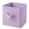 Fabric Cube Storage Box with Pull Handle, Collapsible Bin, Lavender