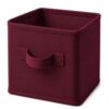 Fabric Storage Cube Bin with Handle, Foldable Organizer, Burgundy