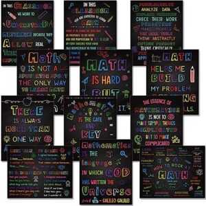 Faccito 12 Pcs Math Poster for Classroom Wall 10x12, Blackboard, Black