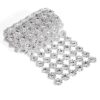 Faceted Flower Mesh Ribbon Trim, Silver, 3.94 in Wide, 10 Yard