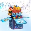 FaCraft Fathers Day Card - NO.1 Best Dad Musical 3D Happy Fathers Day Card Pop Up with Light and Music - with Envelope & Blank Insert & Seal, for Husband Dad from Daughter Son Kids Wife