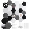 Fainne 24 Pack Hexagon Cork Board Alternative 12'' Felt Bulletin Bulk Self Adhesive Pin Wall Tiles with 50 Pushpins, 150 Adhesive Tabs for Photos Memos Office Home