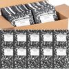Fainne 60 Pack Composition Notebooks College Ruled A5 Composition Notebook Bulk Marble Notebooks 30 Sheets (60 Pages) for Student Journal Classroom Office School Supplies(Black Color)