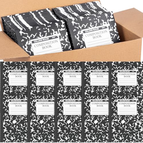 Fainne 60 Pack Composition Notebooks College Ruled A5 Composition Notebook Bulk Marble Notebooks 30 Sheets (60 Pages) for Student Journal Classroom Office School Supplies(Black Color)