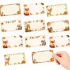 Fall Name Labels for Kids, 60Pcs Autumn Woodland Animal Personalized Stickers, 4 x 2.1 Inch Name Tags for School Supplies, Water Bottles, Lunch Boxes, Notebooks and Kids Personal Items