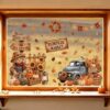 Fall Window Clings, 9 Sheets Scarecrow Pumpkin Truck Harvest Decor