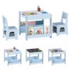 FANTASK Children's Table with 2 Chairs Wood 3-Piece Furniture Set