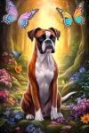 Fantasy Dog and Butterflies Jigsaw Puzzle for Adults, Premium Artistic Dog Themed Puzzle for Room Aesthetic Decoration