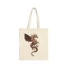 Fantasy Dragon Cotton Canvas Tote Bag - Aesthetic Mythical Graphic Reusable Shopping Bag