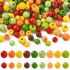 FASHEWELRY 255pcs Autumn Wood Beads 12mm 16mm Halloween Christmas