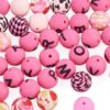 FASHEWELRY 40Pcs Silicone Letter Beads 15mm Round Alphabet Focal Beads
