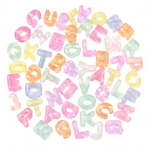 FASHEWELRY 50Pcs Large Hole Luminous Letter Beads Glow in the Dark Chunky Alphabet Beads Random Mixed Letter Paracord Bead for Keychains Paracord Making Bag Charms Kits Shoelaces