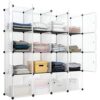 Fautostary16-Cube Storage Shelf White Bookcase Toy Organizer Cube Shelving