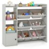 fautostary Kids Toy Organizer Grey 44" Shelves 8 Storage Boxes Cabinet